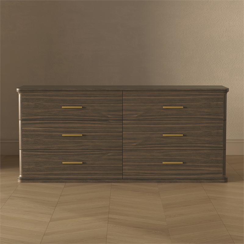 Clifford Traditional Dresser in Walnut (6-Drawer)
