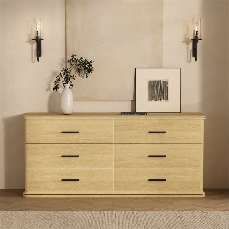 Clifford Traditional Dresser in Natural Oak (6-Drawer)