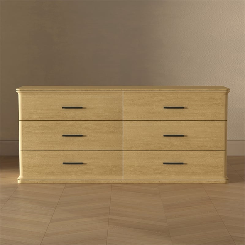 Clifford Traditional Dresser in Natural Oak (6-Drawer)