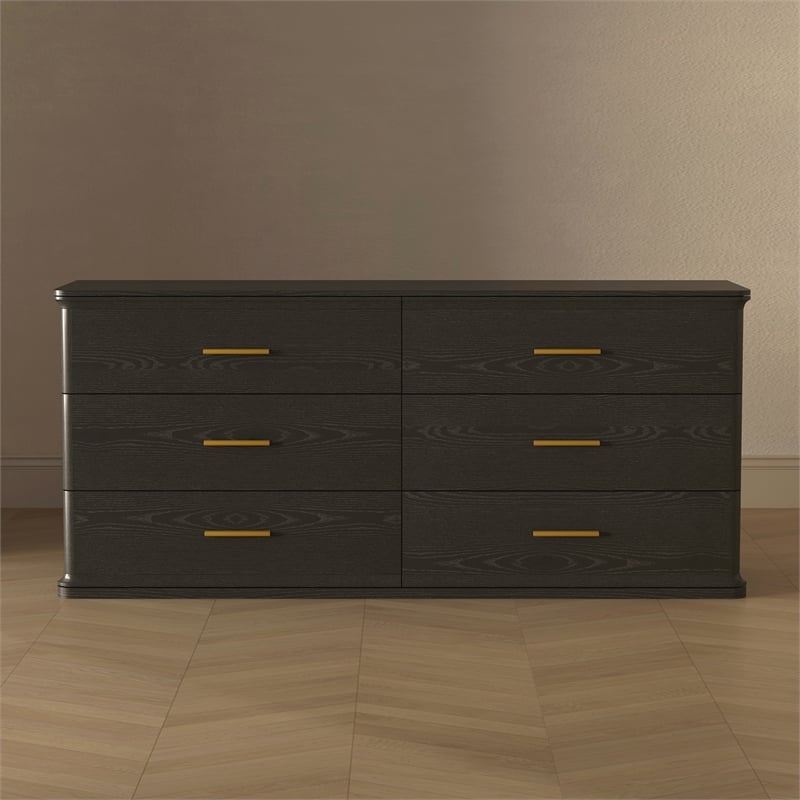 Clifford Traditional Dresser in Black (6-Drawer)