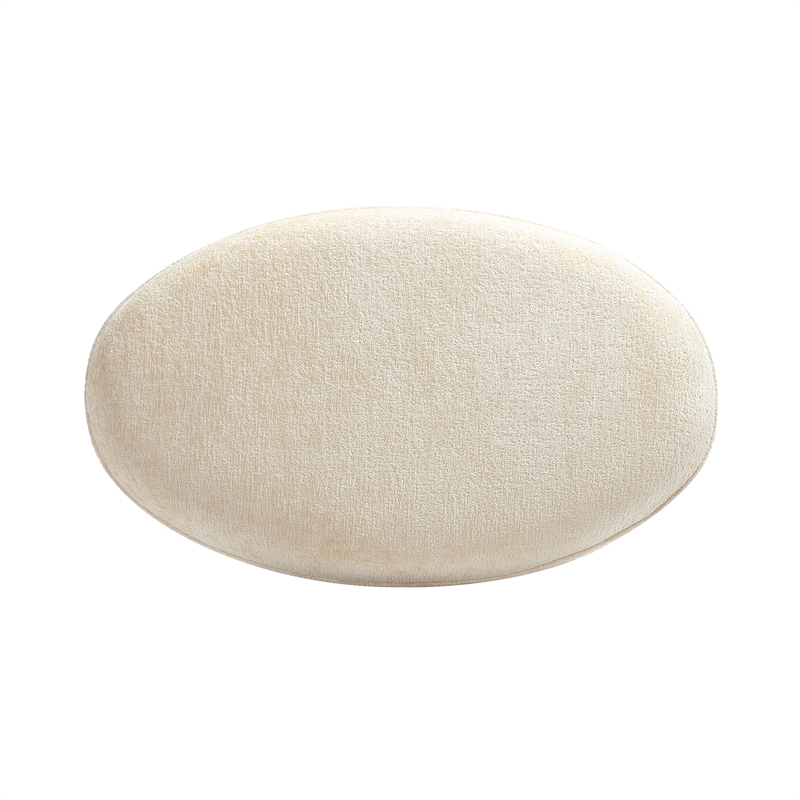 Tribeca Mid-Century Modern Chenille Accent Ottoman in Cream