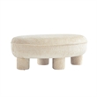 Tribeca Mid-Century Modern Chenille Accent Ottoman in Cream