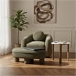 Tribeca Mid-Century Modern Chenille Accent Ottoman in Olive Green