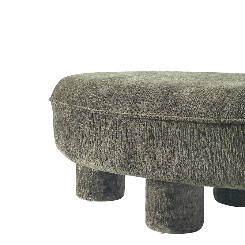 Tribeca Mid-Century Modern Chenille Accent Ottoman in Olive Green