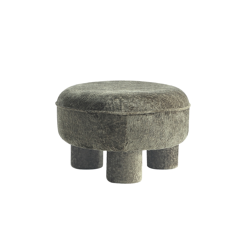 Tribeca Mid-Century Modern Chenille Accent Ottoman in Olive Green