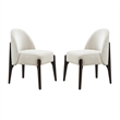 Oslo Contemporary Modern Chenille Wood Side Chair in Cream - Set of 2