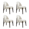 Oslo Contemporary Modern Chenille Wood Side Chair in Cream - Set of 2
