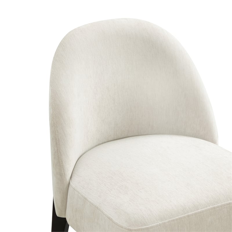 Oslo Contemporary Modern Chenille Wood Side Chair in Cream - Set of 2