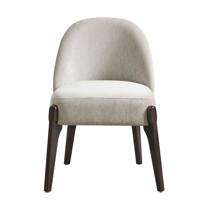 Oslo Contemporary Modern Chenille Wood Side Chair in Taupe - Set of 2