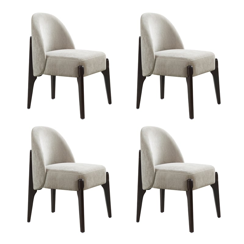 Oslo Contemporary Modern Chenille Wood Side Chair in Taupe - Set of 2