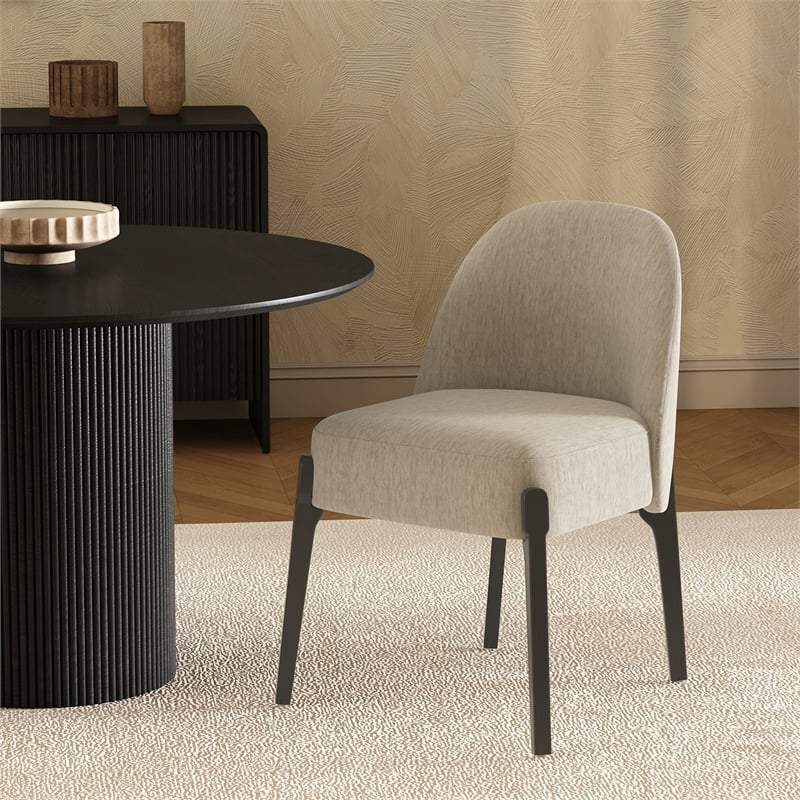Oslo Contemporary Modern Chenille Wood Side Chair in Taupe - Set of 2