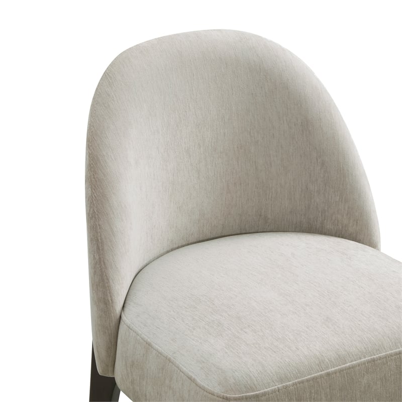 Oslo Contemporary Modern Chenille Wood Side Chair in Taupe - Set of 2