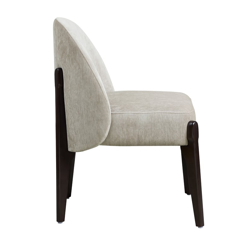 Oslo Contemporary Modern Chenille Wood Side Chair in Taupe - Set of 2