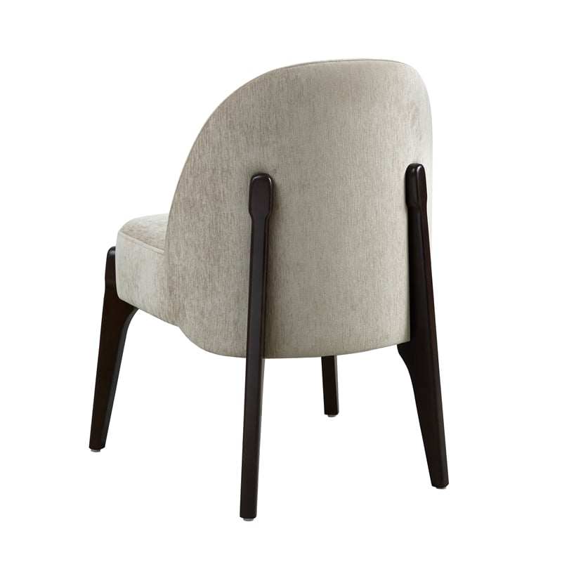 Oslo Contemporary Modern Chenille Wood Side Chair in Taupe - Set of 2