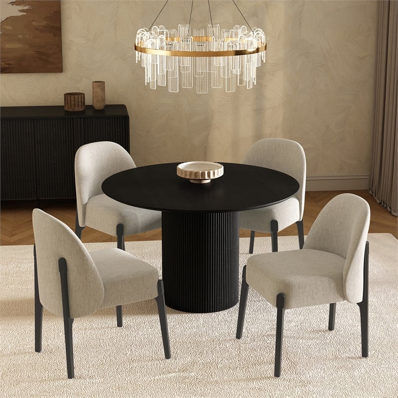 Oslo Contemporary Modern Chenille Wood Side Chair in Taupe - Set of 2