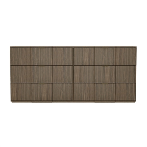 Clive Mid-Century Modern 72&quot Dresser in Walnut Brown and Gold (6-Drawer)