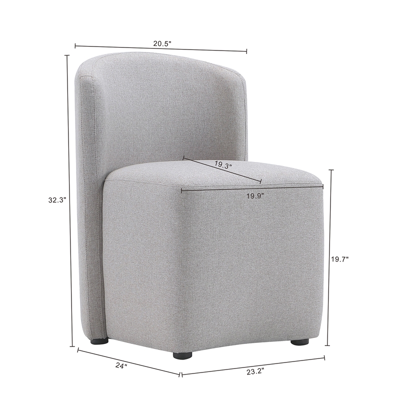 Hearth Contemporary Modern Upholstered Side Chair in Light Gray