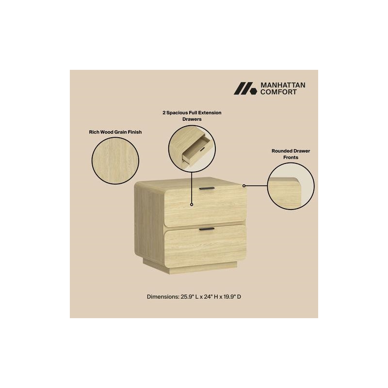 Chrystie Contemporary Modern 2-Piece Dresser and Nightstand in Natural