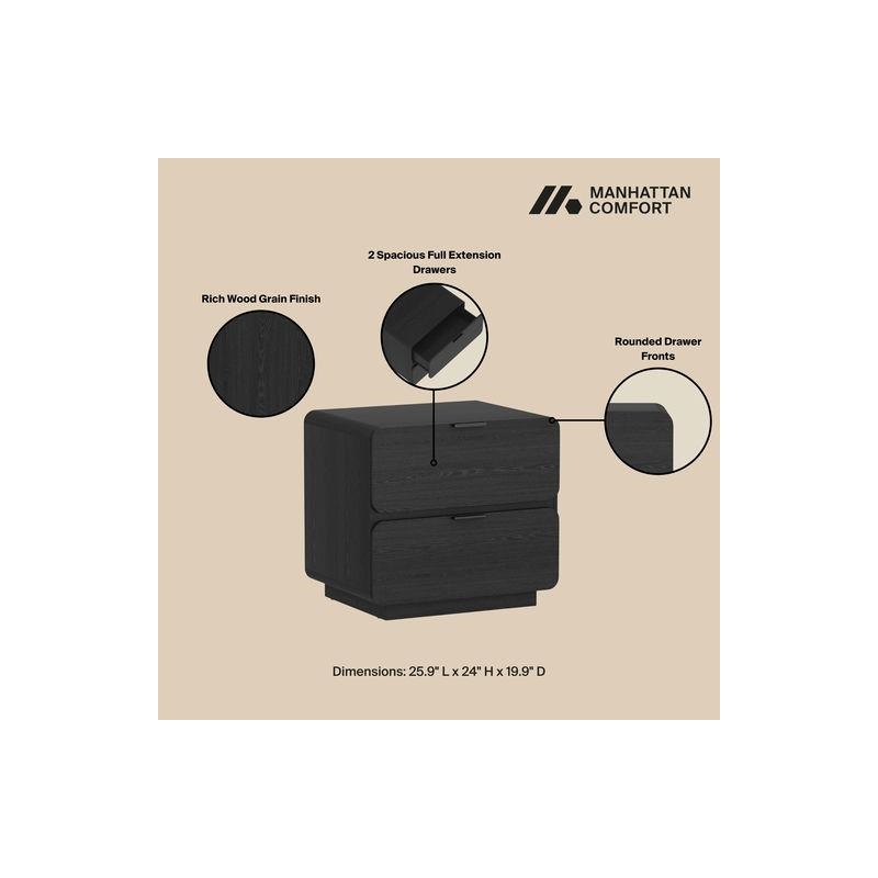 Chrystie Contemporary Modern 2-Piece Dresser and Nightstand in Black