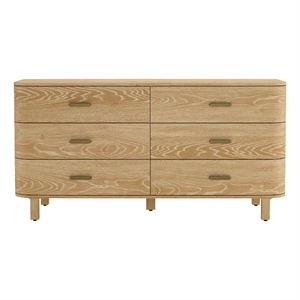 Solara Contemporary 68&quot Solid Wood Dresser in Natural Oak (6-Drawer)