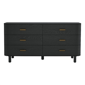 Solara Contemporary 68&quot Solid Wood Dresser in Black (6-Drawer)