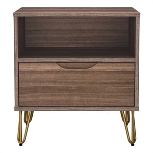 Avira Mid-Century Modern 20&quot Nightstand in Brown (1-Drawer)