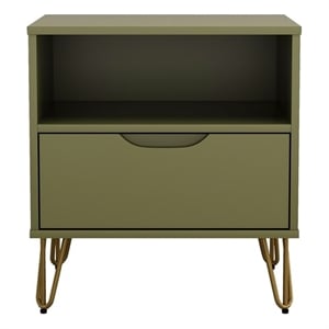 Avira Mid-Century Modern 20&quot Nightstand in Olive Green (1-Drawer)
