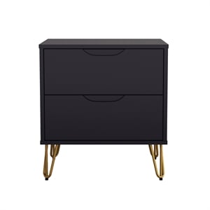 Avira Mid-Century Modern 20&quot Nightstand in Black (2-Drawer)