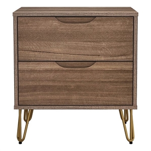 Avira Mid-Century Modern 20&quot Nightstand in Brown (2-Drawer)