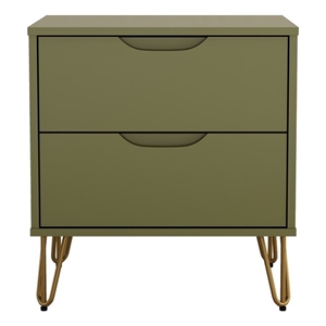 Avira Mid-Century Modern 20&quot Nightstand in Olive Green (2-Drawer)