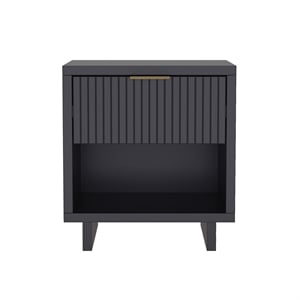 Elara Contemporary 18&quot Solid Wood Nightstand in Charcoal Gray (1-Drawer)