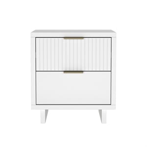 Elara Contemporary 18&quot Solid Wood Nightstand in White (2-Drawer)