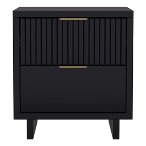 Elara Contemporary 18&quot Solid Wood Nightstand in Black (2-Drawer)