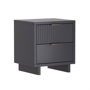 Elara Contemporary 18&quot Solid Wood Nightstand in Charcoal Gray (2-Drawer)