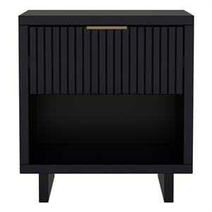 Elara Contemporary 18&quot Solid Wood Nightstand in Black (1-Drawer)