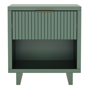 Elara Contemporary 18&quot Solid Wood Nightstand in Sage Green (1-Drawer)