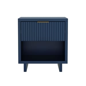 Elara Contemporary 18&quot Solid Wood Nightstand in Midnight Blue (1-Drawer)