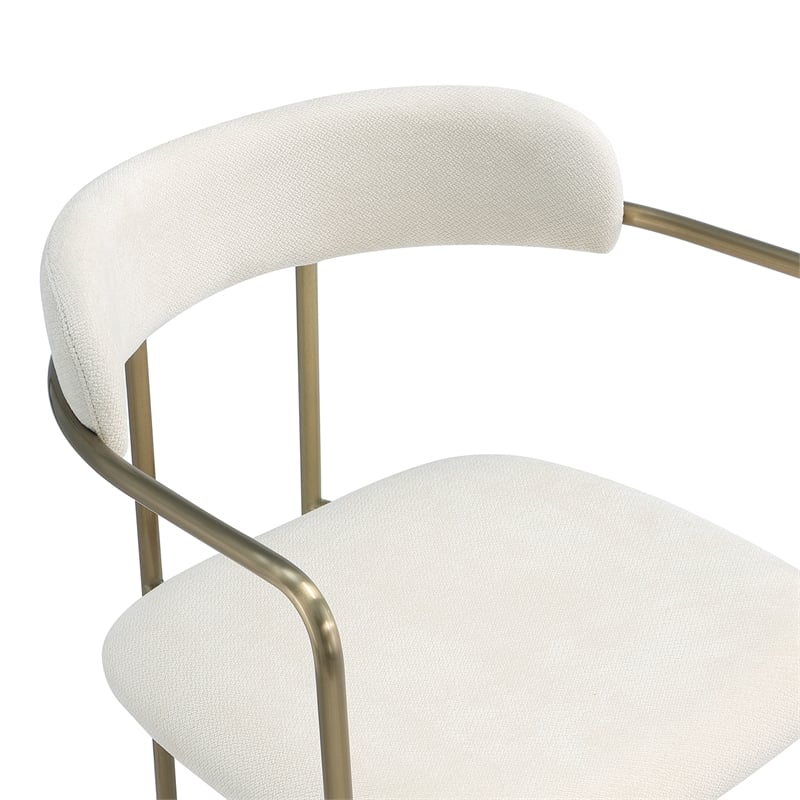 Serene Mid-Century Modern Metal Upholstered Dining Chair in Alabaster