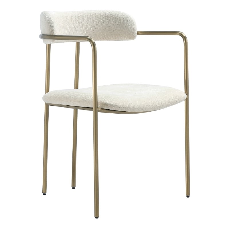 Serene Mid-Century Modern Metal Upholstered Dining Chair in Alabaster