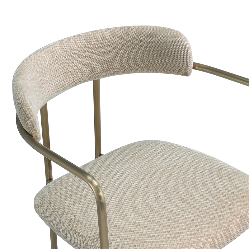 Serene Mid-Century Modern Metal Upholstered Dining Chair in Taupe