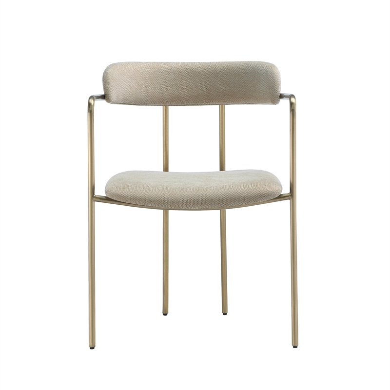 Serene Mid-Century Modern Metal Upholstered Dining Chair in Taupe