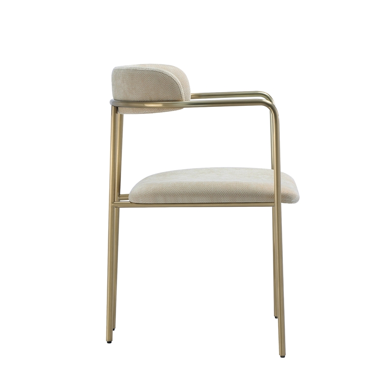 Serene Mid-Century Modern Metal Upholstered Dining Chair in Taupe