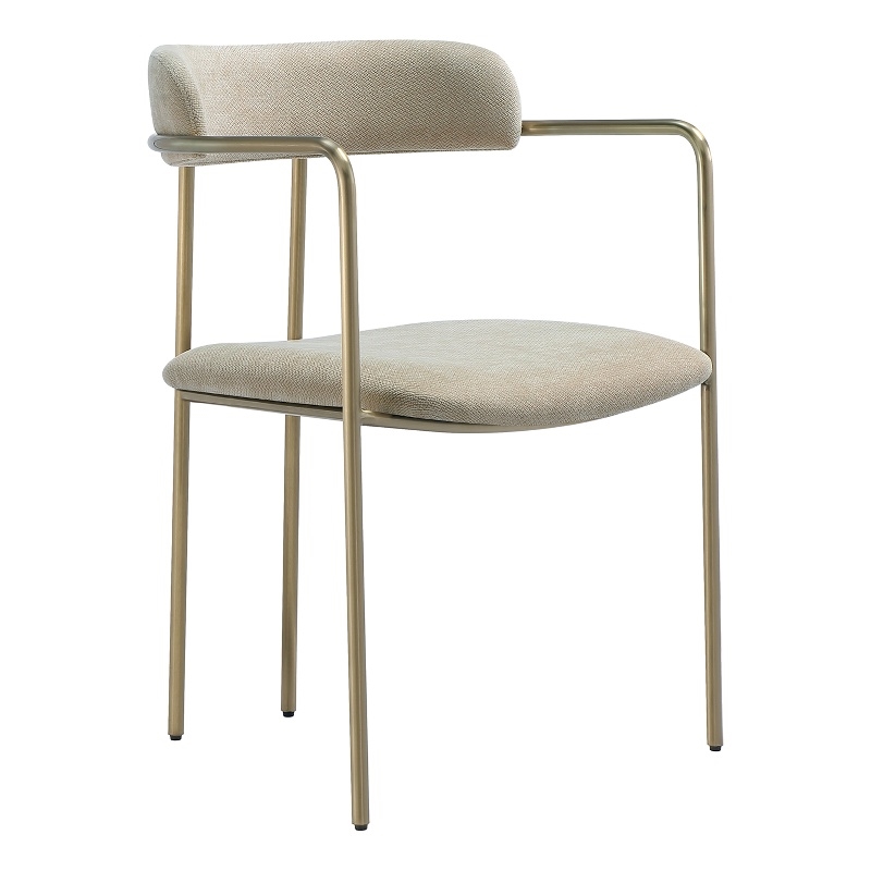 Serene Mid-Century Modern Metal Upholstered Dining Chair in Taupe
