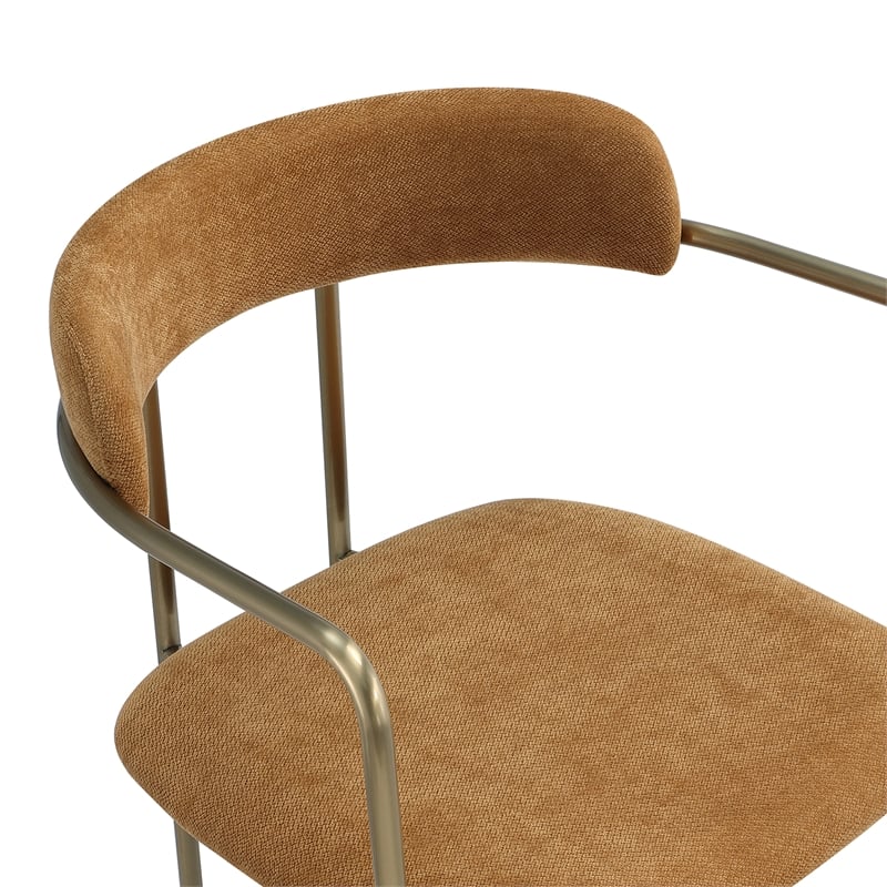 Serene Mid-Century Modern Metal Upholstered Dining Chair in Turmeric
