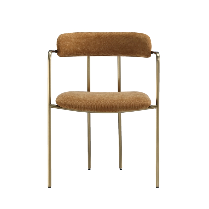 Serene Mid-Century Modern Metal Upholstered Dining Chair in Turmeric