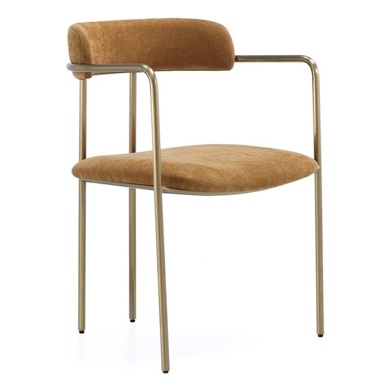 Serene Mid-Century Modern Metal Upholstered Dining Chair in Turmeric
