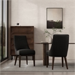 Beever Modern Chenille Wood Dining Chair in Black - Set of 2
