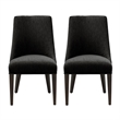 Beever Modern Chenille Wood Dining Chair in Black - Set of 2