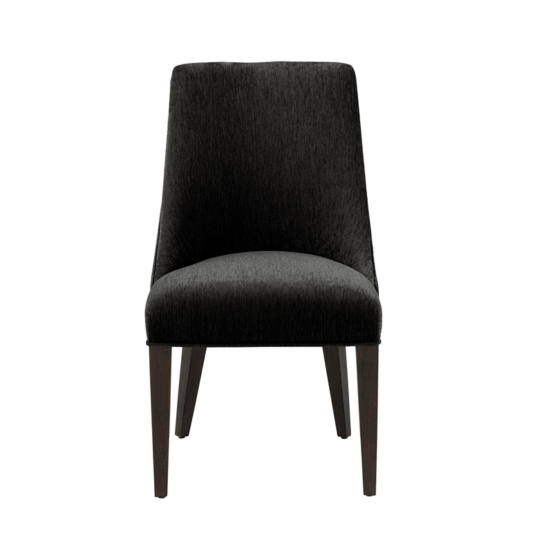 Beever Modern Chenille Wood Dining Chair in Black - Set of 2