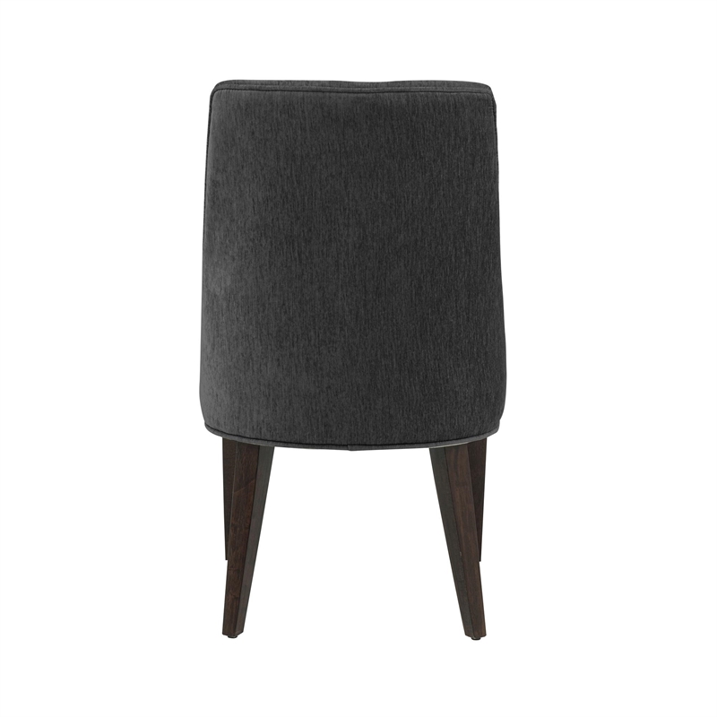 Beever Modern Chenille Wood Dining Chair in Black - Set of 2